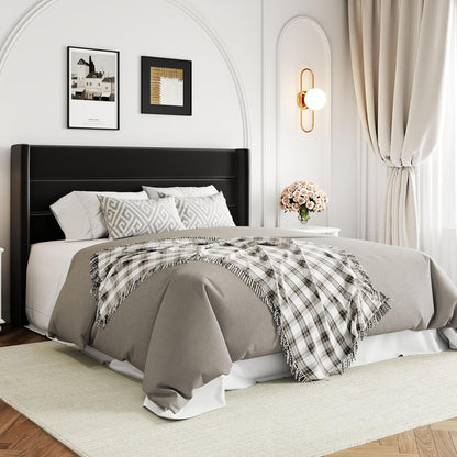 Allewie Queen Size Lift up Storage Bed, Modern Wingback Headboard, Hydraulic Support, Light Beige