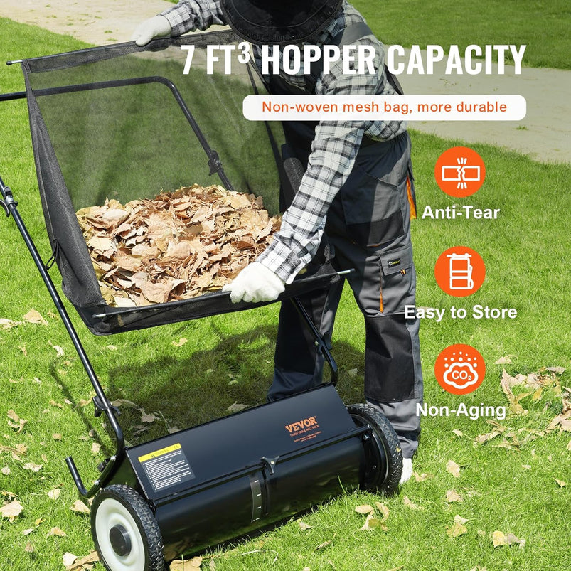 Heavy Duty Steel 26 Inch Collector Push Lawn Sweeper, 2025