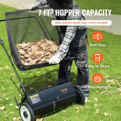 Heavy Duty Steel 26 Inch Collector Push Lawn Sweeper, 2025