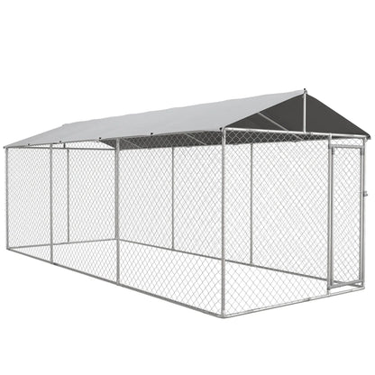 Pawhut 19.7' x 7.5' x 7.5' Outdoor Dog Kennel W/ Waterproof Roof