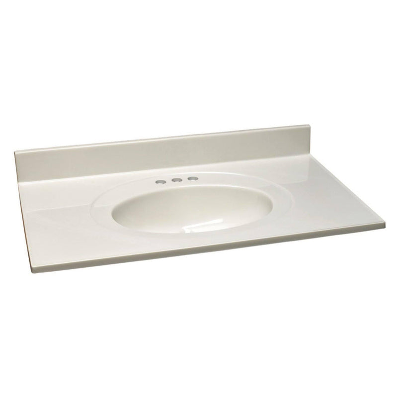 552810 Cultured Marble Vanity Top 25 Inch. White on White