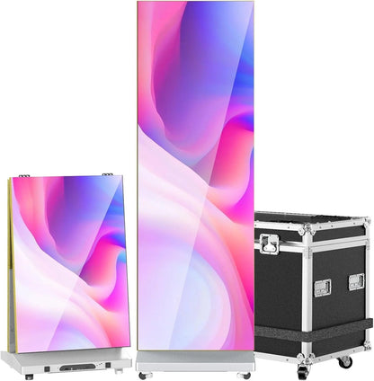 80" P1.86 Flexible Spliceable LED Poster Display, USB Plug-and-Play, Mobile and Pc Remote Control, Digital Signage Advertising Screen Silver, 1-Pack