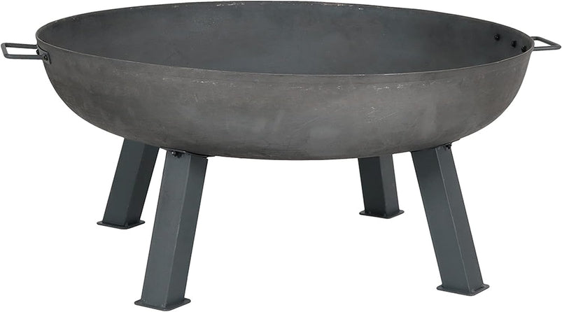 34-Inch Rustic Cast Iron Outdoor Raised Fire Pit Bowl with Handles, Oxidized Finish