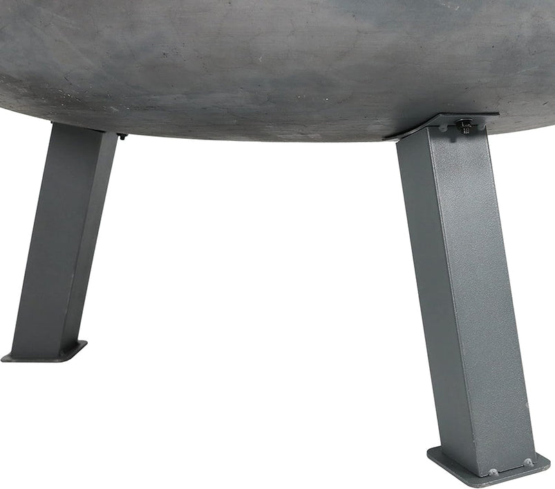 34-Inch Rustic Cast Iron Outdoor Raised Fire Pit Bowl with Handles, Oxidized Finish