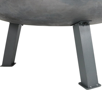 34-Inch Rustic Cast Iron Outdoor Raised Fire Pit Bowl with Handles, Oxidized Finish