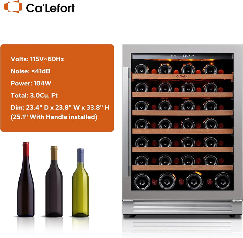24 in Wine Cooler Refrigerator, 46 Bottle Wine Fridge Dual Zone with Modern Touch Intelligent Digital 40 Degree -65 Degree F Low Noise