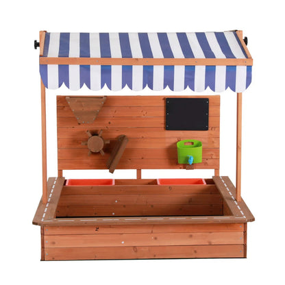 Adjustable Canopy Wooden Kids Sandpit W/ Cover, Extras, Keezi