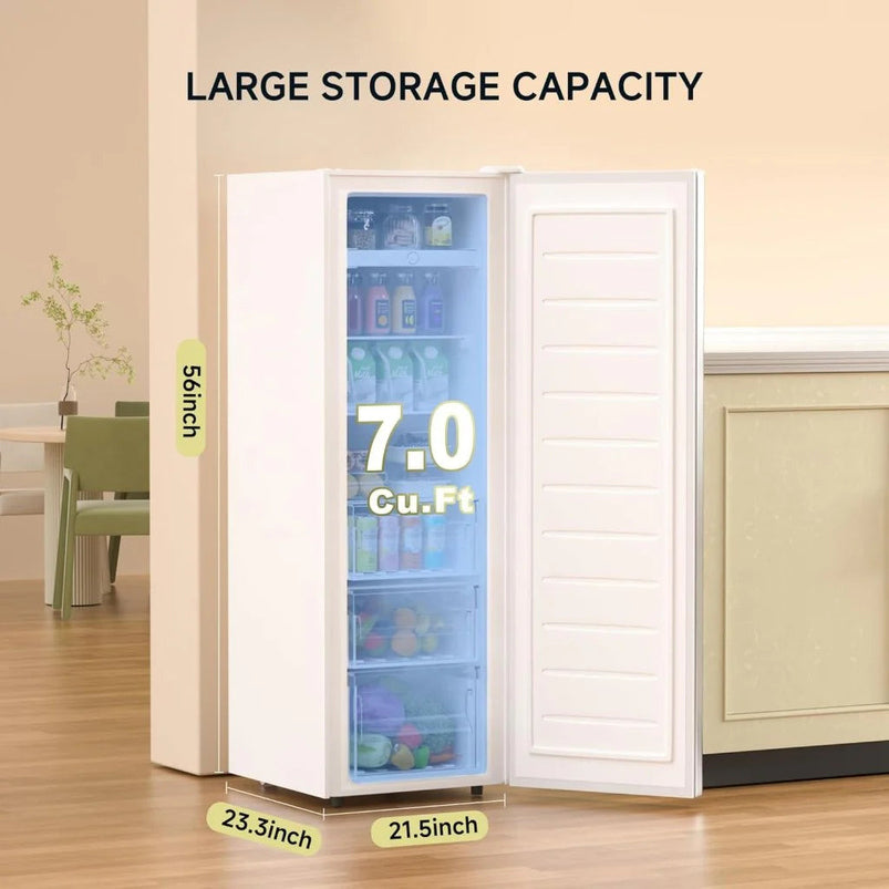 Bangson Upright Freezer, 7.0 Cu. Ft. Stand up Freezer, Convertible Upright Freezer/Refrigerator, Single Door for Kitchen, Garage, Office, Apartment