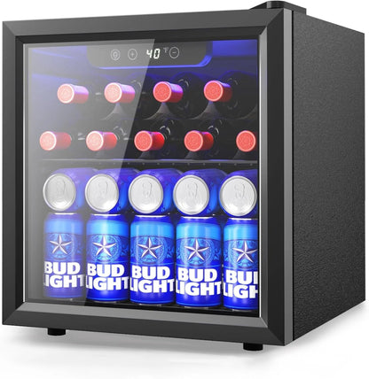 Beverage Refrigerator Cooler, 126 CAN Mini Fridge with Glass Door for Soda Beer or Wine, Beverage Cooler for Home, Office