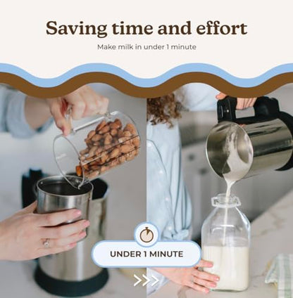 Almond Cow Nut Milk Maker Machine, Plant Based Maker for Homemade Almond, Oat, Cashew Nut Milks, Stainless Steel Food Machines, 5 6 Cups Per Batch