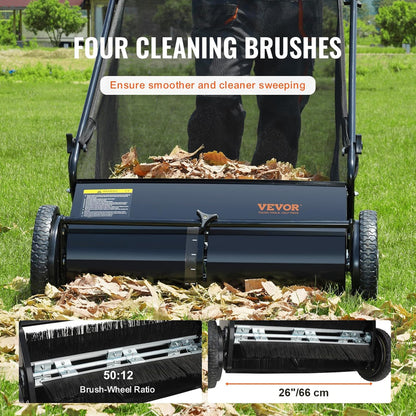 Heavy Duty Steel 26 Inch Collector Push Lawn Sweeper, 2025