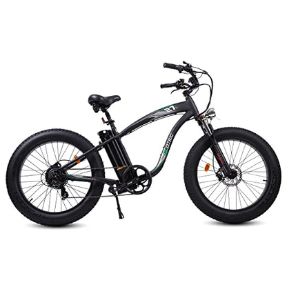 750W Electric Bike 26 Fat Tire Adult Electric Bicycles 48V 13Ah Removable Lithium Battery E-Bike with Suspension Fork Aluminium Frame Beach Snow