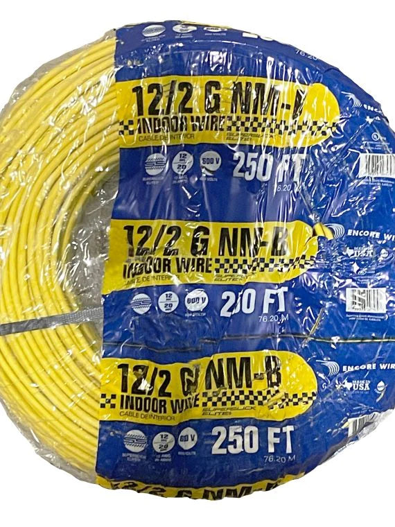 Unbranded 250-Ft Roll 12-2 AWG NM-B Gauge Indoor Electrical Copper Wire Ground Cable, White /2, 2025