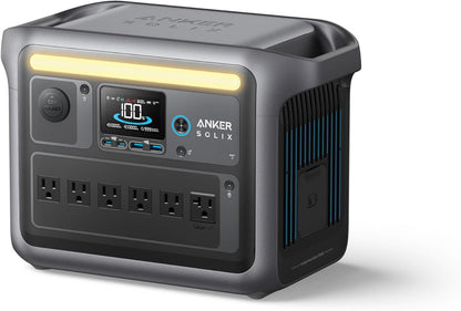 Solix C1000 Portable Power Station with 200W Solar Panel, 1800W Solar Generator, 1056Wh LFP LiFePO4 Battery, 6 AC Outlets, up to 2400W for Home
