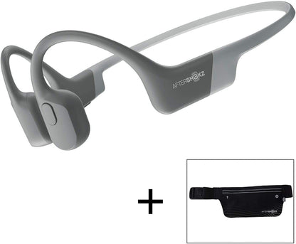 Aftershokz Aeropex Open-Ear Wireless Bone Conduction Headphones with Sport Belt, Cosmic Black, 2.3