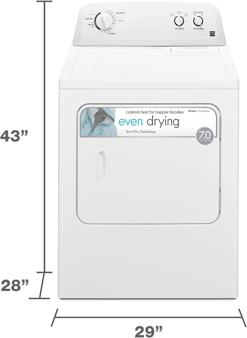 29 in Front Load Electric Dryer with Wrinkle Guard and 7.0 Cubic Ft. Total Capacity, White