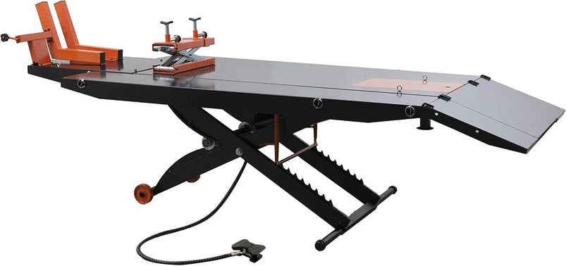 Apluslift MT1500X 1500LB Air-Operated Motorcycle and ATV Lift Table, 48" Wide with Side Extensions, 2-Year Warranty