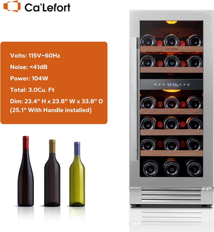 24 in Wine Cooler Refrigerator, 46 Bottle Wine Fridge Dual Zone with Modern Touch Intelligent Digital 40 Degree -65 Degree F Low Noise
