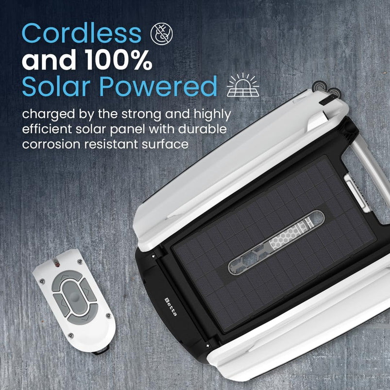 Betta Se Solar Powered Automatic Robotic Pool Surface Skimmer Cleaner with 30-Hour Continuous Cleaning Battery Power and Re-Engineered Twin Salt