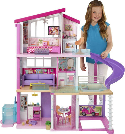 Barbie Dreamhouse Dollhouse with Elevator, Pool, Lights and 70 Plus Accessories, 3-Story Playset