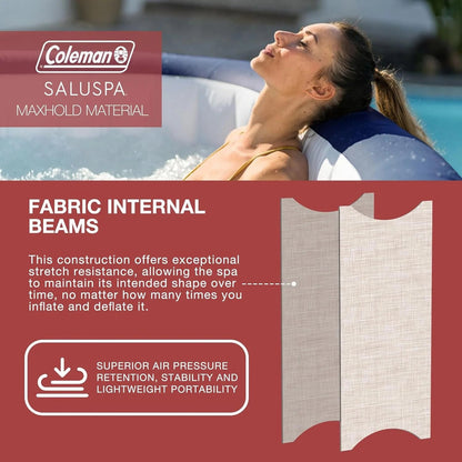 4 to 6 Person Inflatable Hot Tub Square Portable Outdoor Spa with 114 Soothing Airjets and Insulated Cover, Gray-Coleman