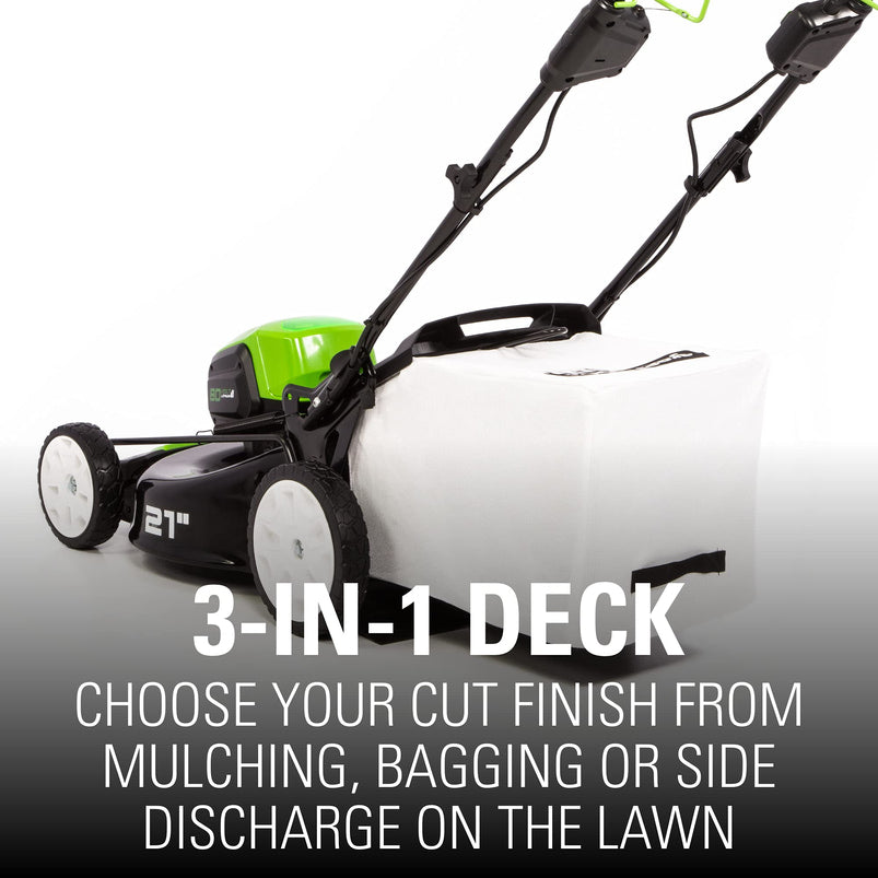 80V Cordless 21 in Self-Propelled Brushless Lawn Mower, Greenworks