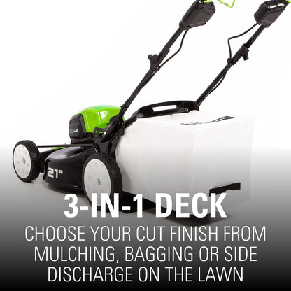 80V Cordless 21 in Self-Propelled Brushless Lawn Mower, Greenworks