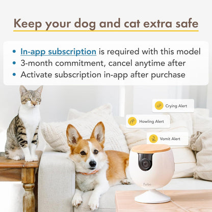 360 Degree Cat Camera, See Your Cat from Anywhere, Rotating 360 Degree Cat Tracking, Treat Toss, Color HD Night Vision, 2-Way Audio
