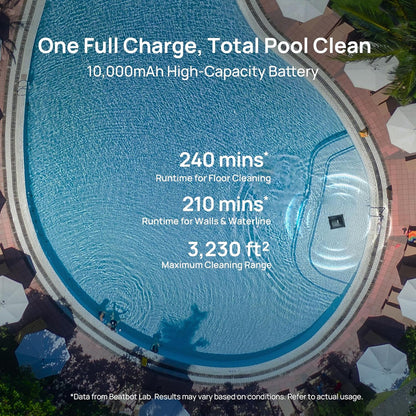 Beatbot Aquasense 2 Cordless Robotic Pool Vacuum Cleaner, Surface Parking, Double-Pass Waterline Scrubbing, Cleans Floor, Walls, and Waterline
