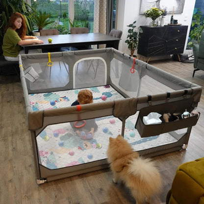 Baby Playpen with Mat 75" 59", Extra Large Playpen for Babies and Toddlers with Storage Bag, BPA-Free, Non-Toxic, Safe No Gaps Playards for Babies