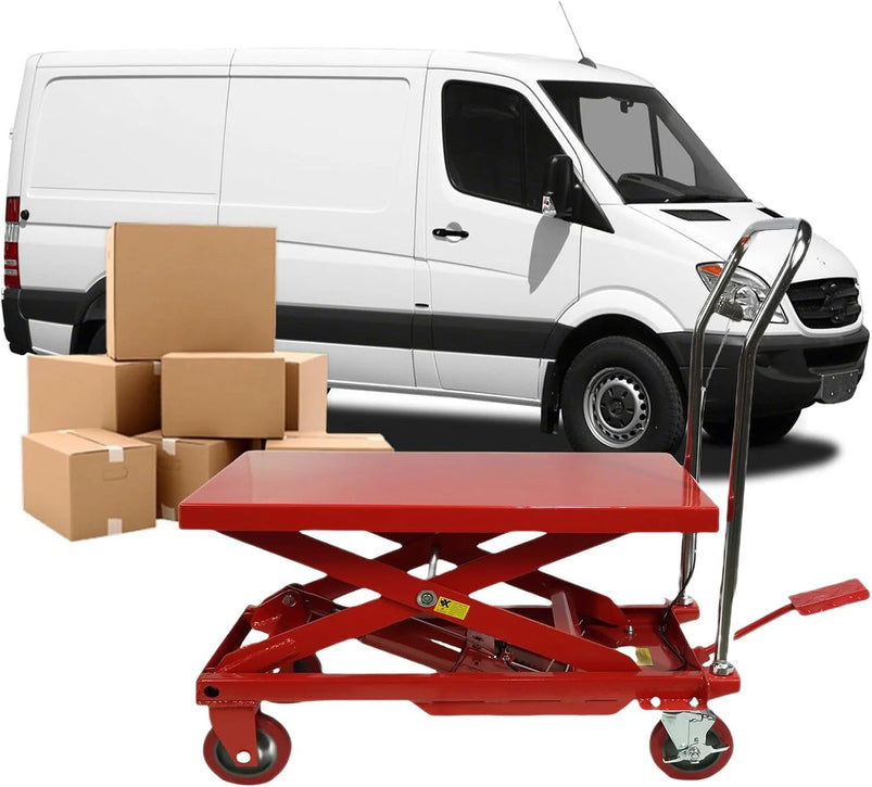 660LBS Hydraulic Lift Table Cart, 31" Lift Height, Double Scissor Design with 4 Wheels and Non-Slip Pad for Material Handling