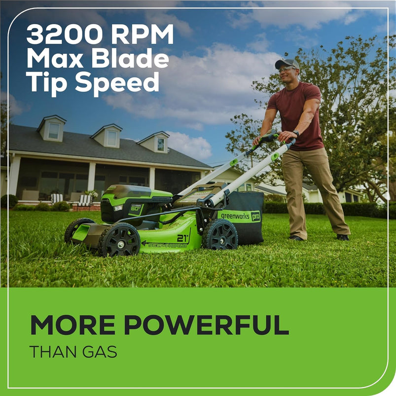 60V 21" Cordless Self-Propelled Lawn Mower, 2 x 4.0Ah Batteries and Dual Port Rapid Charger