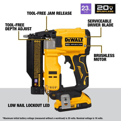 Atomic Compact Series 20V MAX Pin Nailer 23 Gauge Kit DCN623D1 from