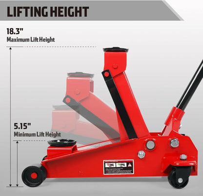 3 Ton Low Profile, Aluminum and Steel Racing Floor Jack with Dual Pistons Quick Lift Pump for Sport Utility Vehicle