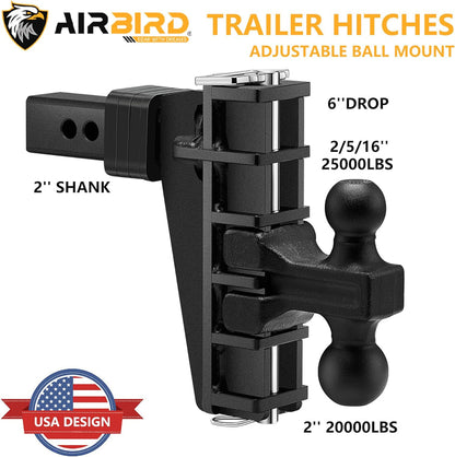 Adjustable Trailer Hitch Fits 2-Inch Receiver