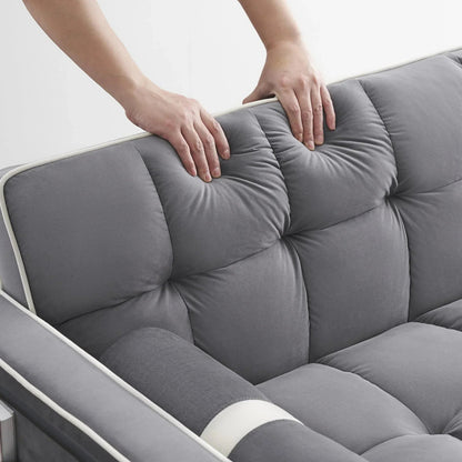 3 in 1 Sleeper Sofa Couch Bed for Living Room Apartment, Grey