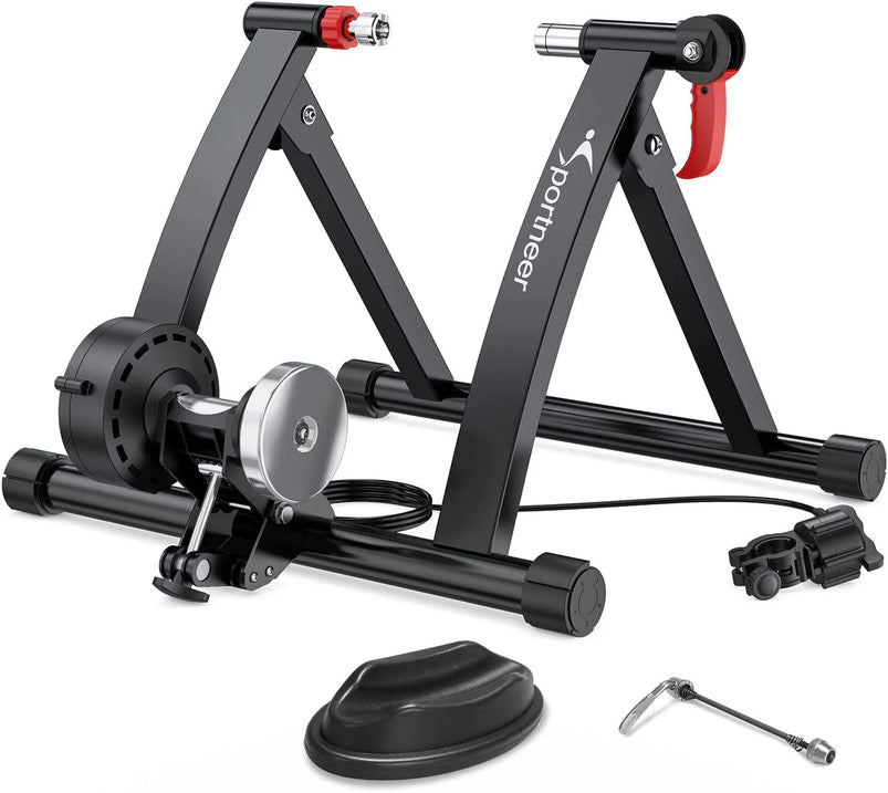 Bike Trainer Stand Indoor Riding, Sportneer Magnetic Stationary Bicycle Exercise Stand with Noise Reduction Wheel, 6 Resistance Adjustable