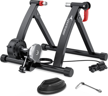 Bike Trainer Stand Indoor Riding, Sportneer Magnetic Stationary Bicycle Exercise Stand with Noise Reduction Wheel, 6 Resistance Adjustable