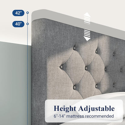 Allewie Upholstered Queen Size Platform Bed Frame with 4 Storage Drawers and Headboard, Square Stitched Button Tufted