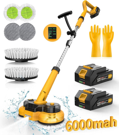 6000mAh Battery Electric Mop M1, 800RPM Cordless Electric Power Scrubber and Mops for Floor Cleaning, Automatic Spin Mops with Smart Display