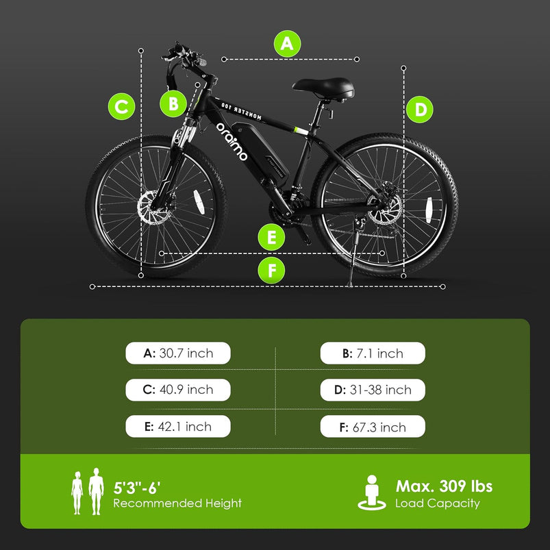 Adult Electric Bike, 350W BAFANG Motor 500W Peak, 4A 3H Fast Charging, 468Wh Li-Ion Battery, 21 Speed Gears, Air Saddle