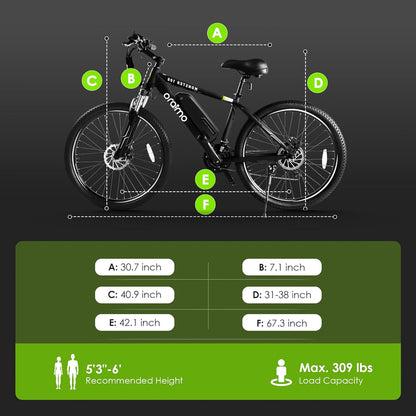 Adult Electric Bike, 350W BAFANG Motor 500W Peak, 4A 3H Fast Charging, 468Wh Li-Ion Battery, 21 Speed Gears, Air Saddle