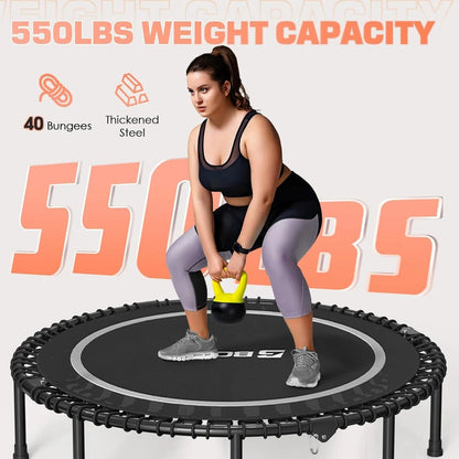 Bcan 450/550 Lbs Foldable Mini Trampoline, 40"/48" Fitness Trampoline with Bungees, U Shape Adjustable Foam Handle