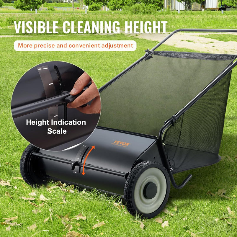 Heavy Duty Steel 26 Inch Collector Push Lawn Sweeper, 2025
