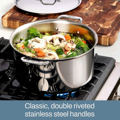 All-Clad D3 Stockpot 8 QT Stainless Lid Induction Oven Safe