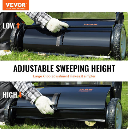 Heavy Duty Steel 26 Inch Collector Push Lawn Sweeper, 2025