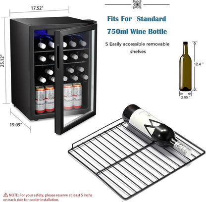 Antarctic Star 36 Bottle Wine Cooler/Cabinet Beverage Refrigerator Small Mini Wine Cellar Beer Soda Bar Fridge Quiet Operation Compressor Adjust