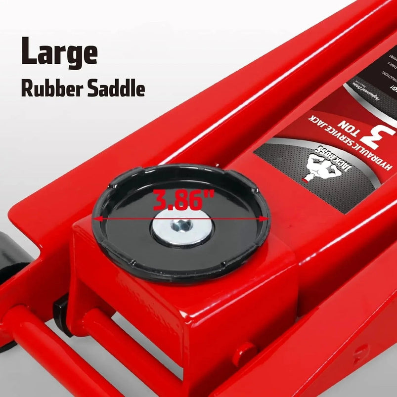 3 Ton Hydraulic Floor Jack with Quick Lift Pump Car Jack, 6,000 LB Capacity, Red, W83025