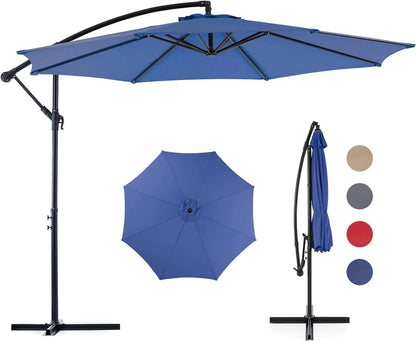 9.8FT Offset Patio Umbrella Hanging Cantilever Umbrella Outdoor Sun Shade with Easy Tilt Adjustment, 8 Ribs, UV Protection for Backyard, Lawn