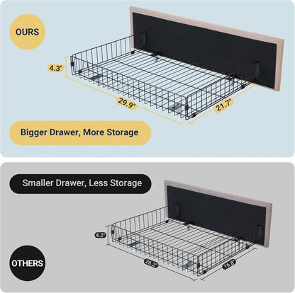 Allewie Upholstered Queen Size Platform Bed Frame with 4 Storage Drawers and Headboard, Square Stitched Button Tufted